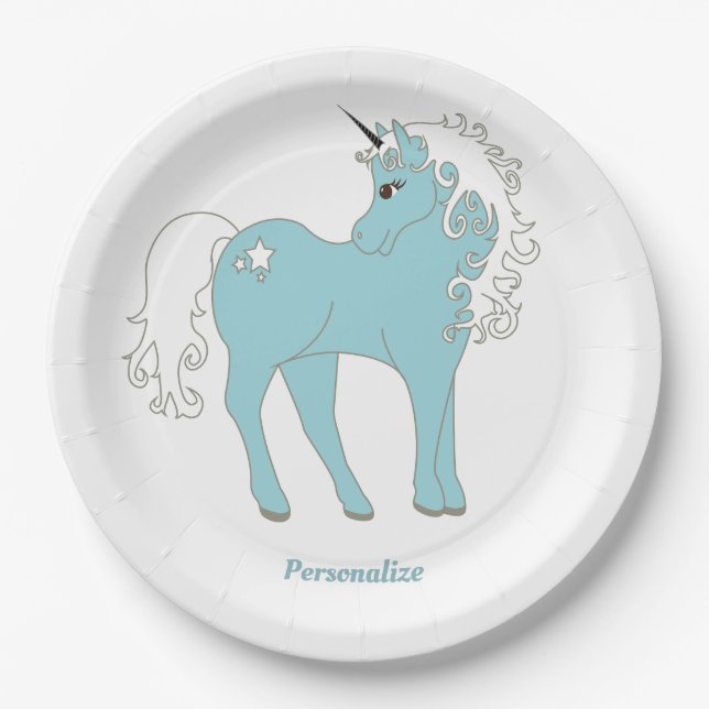 Magical Unicorn Cute & Adorable with Star Paper Plate (Front)