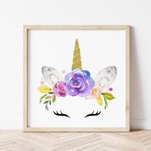 Magical Unicorn, Cute Unicorn, Girl Nursery, Pink Poster