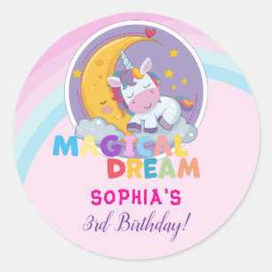 Magical Unicorn Dream Invitation Classic Round Sticker