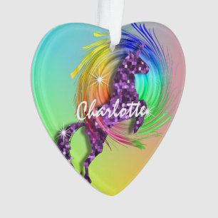 Magical Unicorn Editable Name Cute Girly Ornament