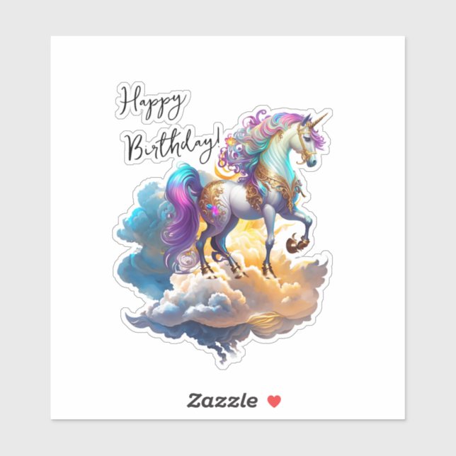 Magical Unicorn Fantasy clouds romance birthday  (Sheet)
