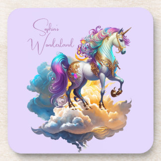 Magical Unicorn Fantasy clouds romance birthday  Coaster