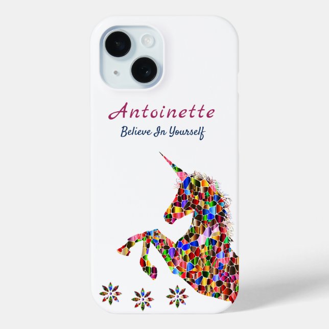  Magical Unicorn Fantasy Girly Glitter Personalise Case-Mate iPhone Case (Back)