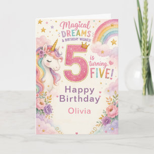 Magical Unicorn Fifth Birthday Card