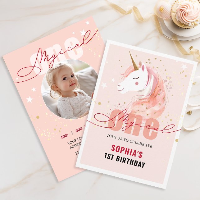 Magical Unicorn First Birthday Invitation (Creator Uploaded)