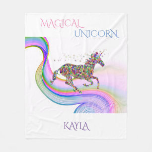 Magical unicorn fleece blanket personalised.