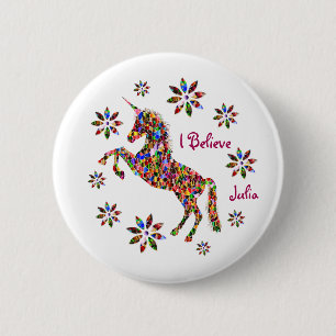 Magical Unicorn Flowers 6 Cm Round Badge