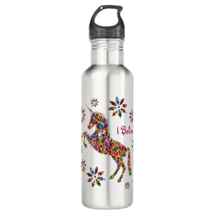Magical Unicorn Flowers I Believe Personalise 710 Ml Water Bottle