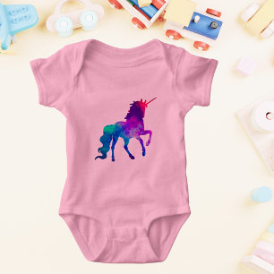 Magical Unicorn Galaxy Abstract Blue Purple Baby Bodysuit