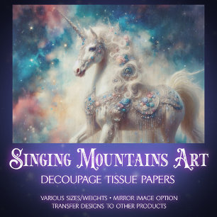 Magical Unicorn Galaxy Fantasy Art Decoupage  Tissue Paper