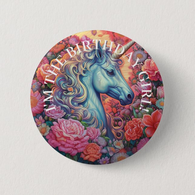 MAGICAL UNICORN GIRL 6 CM ROUND BADGE (Front)