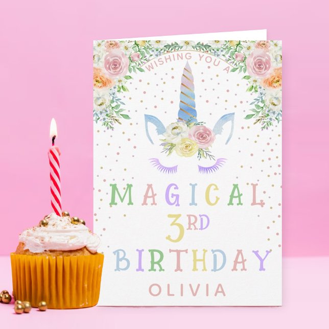 Magical Unicorn Girls Any Age Birthday Card (Creator Uploaded)