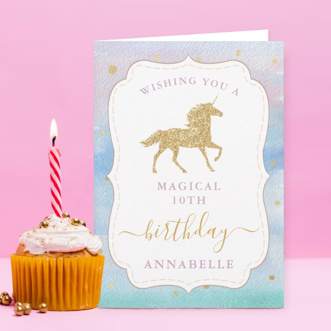 Magical Unicorn Girls Any Age Birthday Card (Creator Uploaded)
