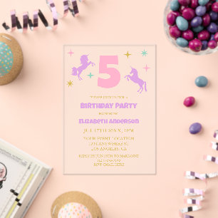 Magical Unicorn Girls Birthday Acrylic Invitations