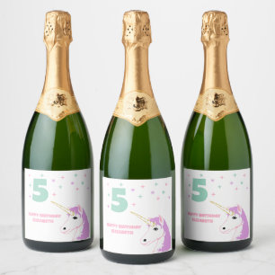 Magical Unicorn Girls Birthday Drink Label