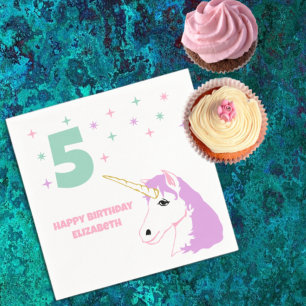 Magical Unicorn Girls Birthday Napkin