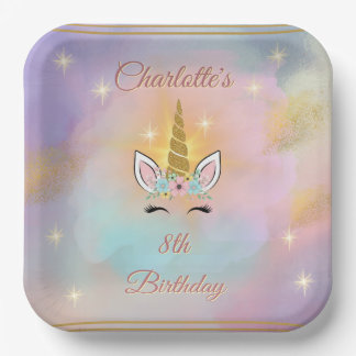 Magical Unicorn Girl's Birthday Paper Plate