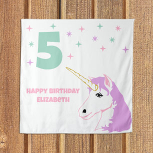 Magical Unicorn Girls Birthday Tapestry