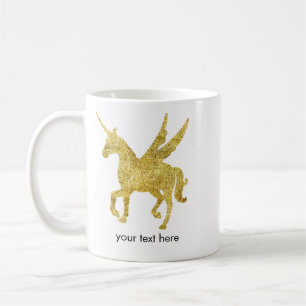 magical unicorn, gold unicorn, trendy coffee mug