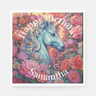 Magical Unicorn Happy Birthday Napkin