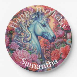 Magical Unicorn Happy Birthday Paper Plate
