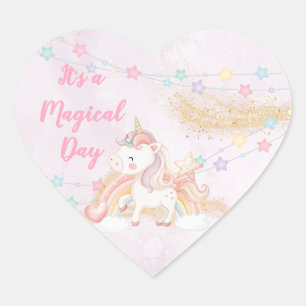 Magical Unicorn Heart Sticker