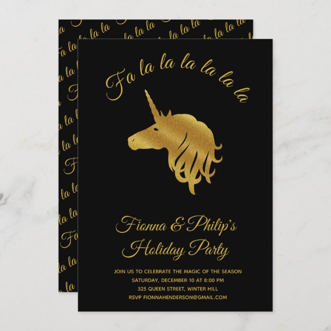 Magical Unicorn Holiday Party Invitation (Front/Back)