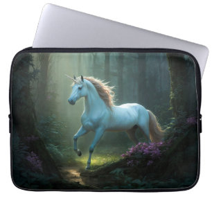 Magical Unicorn in Enchanted Forest Laptop Sleeve