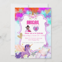 Magical Unicorn Invitation – Violet & Pink Glitter