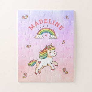 Magical Unicorn Kawaii Name Jigsaw Puzzle