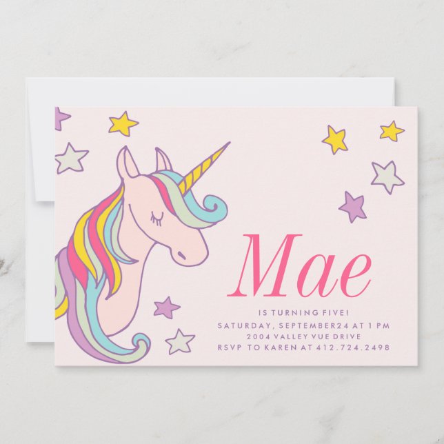 MAGICAL UNICORN KIDS BIRTHDAY INVITATION invite (Front)