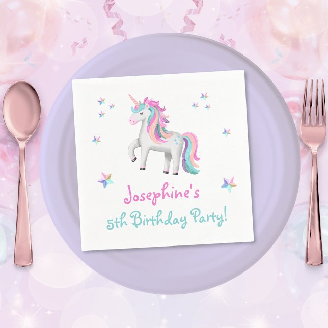Magical Unicorn Kids' Birthday Napkin (Mockup View
)