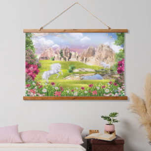 Magical Unicorn Kingdom – Fantasy Castle Landscape Hanging Tapestry