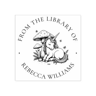 Magical Unicorn Library Book Stamp