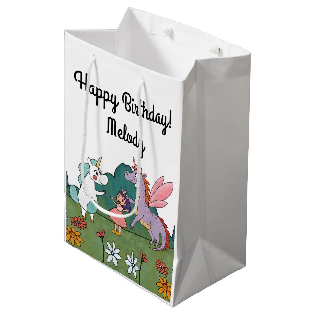 Magical Unicorn Medium Gift Bag (Front Angled)