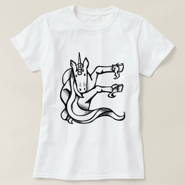 Magical Unicorn Monogram E Cute T-Shirt (Design Front)