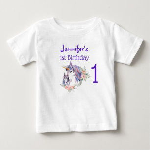 Magical Unicorn Mum & Baby Watercolor 1st Birthday T-Shirt