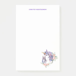 Magical Unicorn Mum & Baby Watercolor Post-it Notes