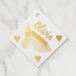Magical Unicorn Mythical Horse and Hearts Favour Tags