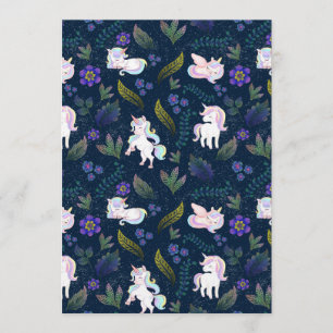 Magical Unicorn Night Forest Seamless Pattern Invitation