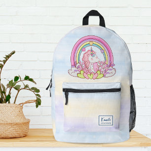 Magical Unicorn on Clouds Abstract Rainbow Custom Printed Backpack