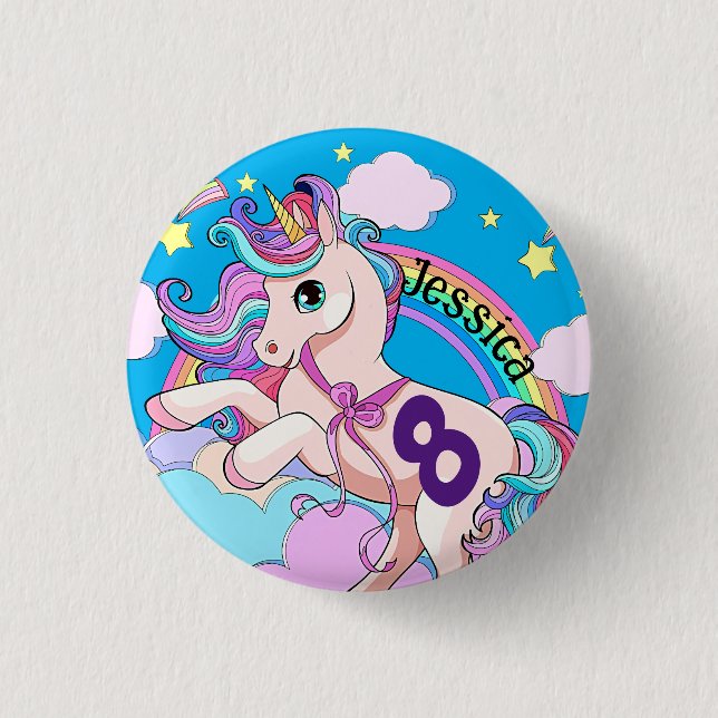 Magical Unicorn Party badge Button (Front)