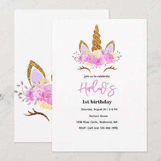 Magical Unicorn Party Birthday Invitation