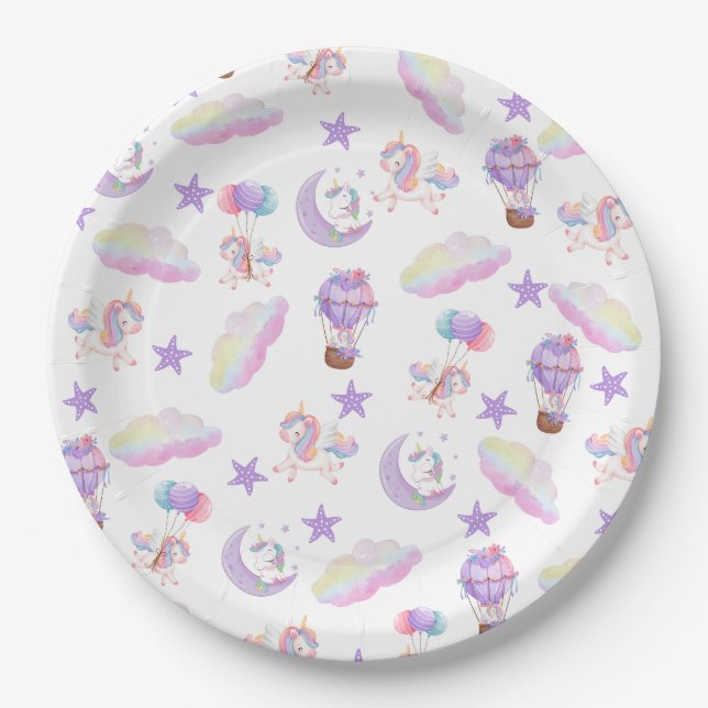 Magical Unicorn Party Box  Paper Plate (Front)