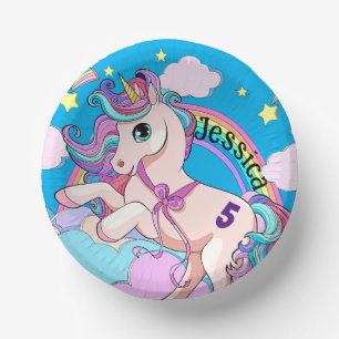 Magical Unicorn Party Invite colouring in colour Paper Plate