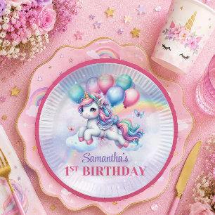 Magical Unicorn Pastel Girl Birthday Party Paper P Plate