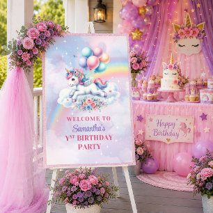 Magical Unicorn Pastel Girl Birthday Welcome Poste Poster