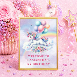 Magical Unicorn Pastel Girl Birthday Welcome Sign