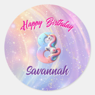 Magical Unicorn Personalised 8th Birthday Stickers