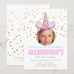 Magical Unicorn Personalised Fun Birthday Party Invitation
